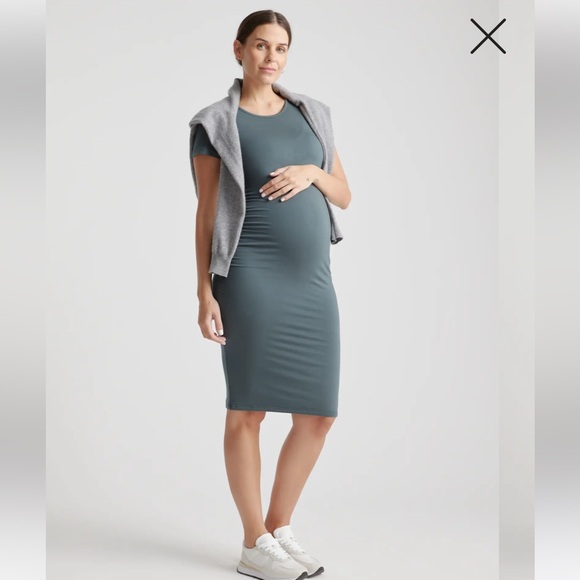 NWOT  Quince Jersey Maternity Ruched Dress - Picture 1 of 8